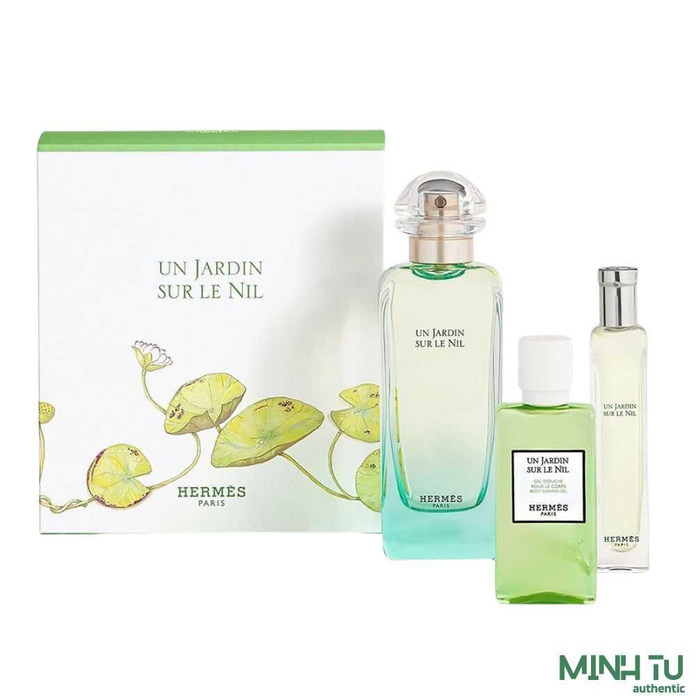 Gift Set 3Pcs Hermes Un Jardin Sur Le Nil EDT(100ml, 15ml, Sữa Tắm 40ml) | Trả góp 0%